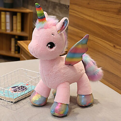 Universal 60 cm licorne rêve arc-en-ciel peluche cheval PP coton peluche animaux canapé décoration | Oreiller de luxe (rose)