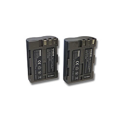 Lot de 2 batteries vhbw Li-Ion 2000mAh (7.2V) pour appareil photo Nikon D80, D90, D900, DSLR D700 comme EN-EL3, EN-El3A, EN-EL3E.