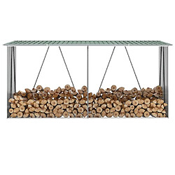 vidaXL Abri de stockage de bois Acier galvanisé 330x84x152 cm Vert