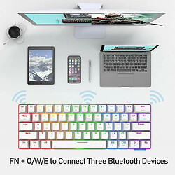 Acheter Chrono RGB Clavier mécanique, clavier Bluetooth filaire / sans fil RK61 61 touches Clavier de jeu étanche rétroéclairé par LED Anti-ghosting pour les joueurs et les dactylos(blanc)