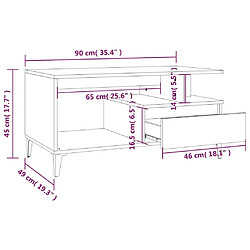 vidaXL Table basse Noir 90x49x45 cm Bois d'ingénierie pas cher