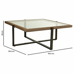 Avis Table Basse Alexandra House Living Marron Fer Bois d'épicéa Verre trempé 99 x 40 x 99 cm