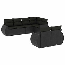 Maison Chic Ensemble Tables et chaises d'extérieur 7pcs avec coussins,Salon de jardin noir résine tressée -GKD615221