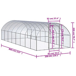 vidaXL Poulailler d'extérieur 3x8x2 m Acier galvanisé pas cher