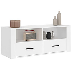 Avis vidaXL Meuble TV Blanc 100x35x40 cm Bois d'ingénierie