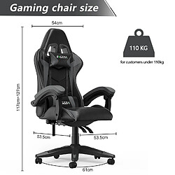 Acheter RATTANTREE Chaise de Gaming, fauteuil gaming, avec Lombaire&Appui-Tête Appui, chaise gamer, Ergonomique PU Cuir Chaise Bureau, fauteuil gamer, chaise bureau gaming, Dossier Inclinable à 155, Noir Gris