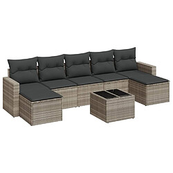 vidaXL Salon de jardin 8 pcs avec coussins gris clair résine tressée