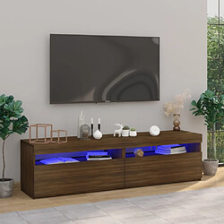 vidaXL Meubles TV avec lumières LED 2 pcs Chêne marron 75x35x40 cm