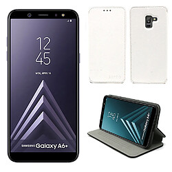 Samsung Galaxy A6 Plus 2018 : Etui luxe blanc Ultra Slim Style Cuir avec stand - Housse coque de protection smartphone Galaxy A6+ 4G - Accessoires pochette case XEPTIO