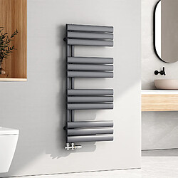 EMKE Radiateur Panneau, Sèche-serviette eau Chaude, Porte-Serviettes Pour Le Chauffage de la Salle de Bain, Chauffe Serviettes à Température Constante, 110x50cm, 475W, Anthracite