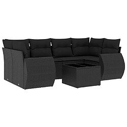 Maison Chic Salon de jardin 7 pcs avec coussins | Ensemble de Table et chaises | Mobilier d'Extérieur noir résine tressée -GKD18220