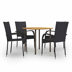 Salle à manger de jardin 5 pcs,Table et chaise à dîner Résine tressée Noir -MN35224