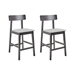 Beliani Lot de 2 chaises de bar ISANTI Bois d'hévéa Gris