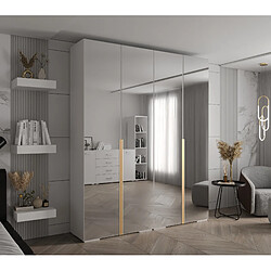 Abiks Meble Inova 1 Armoire avec miroir et portes battantes 236,7/200/47 4 Portes (bianco/d’oro)