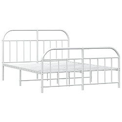 Maison Chic Lit adulte - Lit simple Cadre de lit métal avec tête de lit/pied de lit,Structure du lit Contemporain pour chambre blanc 140x190cm -MN56631 pas cher