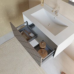 Avis Kiamami Valentina MEUBLE DE SALLE DE BAIN 80CM GRIS CLAIR AVEC LAVABO EN CÉRAMIQUE, MIROIR 80X60 | MIAMI