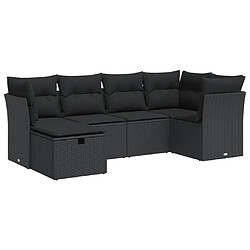 vidaXL Salon de jardin 6 pcs avec coussins noir résine tressée