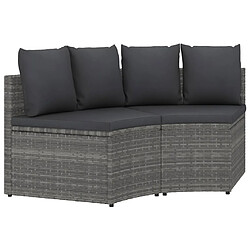 vidaXL Salon de jardin 2 pcs avec coussins Résine tressée Gris