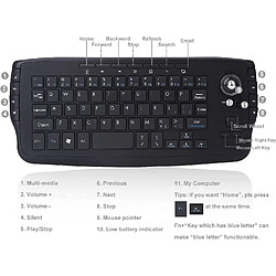 Avis Mini clavier multimédia sans fil 2,4 GHz avec molette de souris Trackball adapté pour PC/Mac/Android TV Box, télécommande, structure X