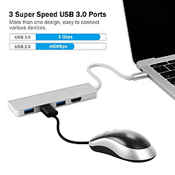 Acheter Wewoo HUB Hub USB-Cadaptateur de type C à HDMI3 USB 3.0dongle USB C portable en aluminium pour MacBook Pro 2018/2017/2016 Chromebook PixelDELL XPS13