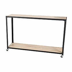 Urban Living Console industrielle avec roulettes Factory - 120 x H. 77 cm - Marron naturel