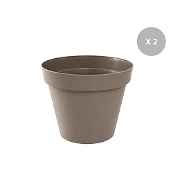 Lot de 2 Pots de fleur rond Toscane Ø 60 x H.47 cm Taupe - Eda