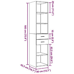 vidaXL Buffet haut blanc 40x42,5x185 cm bois d'ingénierie pas cher