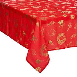 Atmosphera, Createur D'Interieur Nappe de Noël rectangulaire à motifs - L. 140 x 240 cm - Rouge et doré