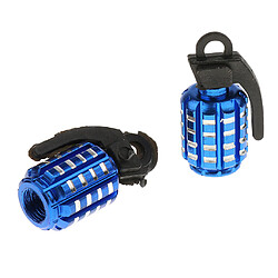 2pcs Grenades Bouchons Anti-poussière De Valve De Pneu Forme Du Pneu Pour Voiture Moto Vélo -bleu pas cher