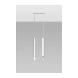 Luminaire Center Suspension Wezyr Bar Verre,acier blanc 2 ampoules 120cm