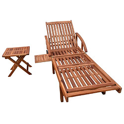 Maison Chic Chaise longue avec table | Bain de soleil Relax | Transat Bois d'acacia solide -GKD30692