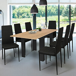 Idmarket Table ext. DONA noir et bois