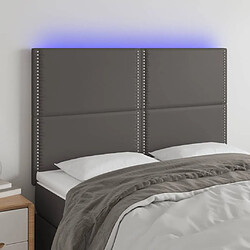 Maison Chic Tête de lit moderne à LED lumineuse pour chambre - Décoration de lit Gris 144x5x118/128 cm Similicuir -MN11331