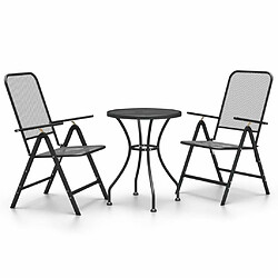 Maison Chic Mobilier à dîner 3 pcs de jardin - Ensemble table et chaises d'extérieur - Salon/Mobilier de jardin classique Maille Métal Anthracite -MN65843