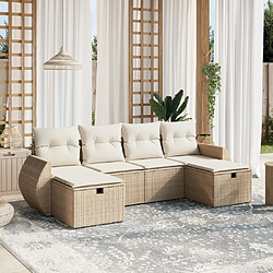 vidaXL Salon de jardin avec coussins 6 pcs beige résine tressée