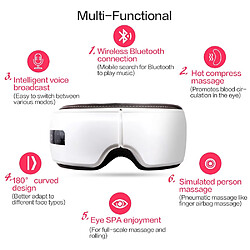 Universal Masseur d'yeux vibrant intelligent Appareil de soin électrique Compresse thermique Bluetooth Rides des yeux Soulagement de la fatigue Lunettes de massage | Appareil de beauté domestique (blanc)