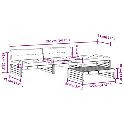 vidaXL Salon de jardin 4 pcs avec coussins bois massif douglas pas cher