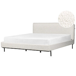 Beliani Lit double en tissu bouclé blanc cassé 180 x 200 cm CORIO