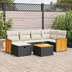 vidaXL Salon de jardin 7 pcs avec coussins noir résine tressée