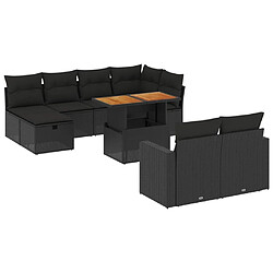 Maison Chic Salon de jardin 11 pcs avec coussins, Ensemble Tables et chaises d'extérieur noir résine tressée -GKD836140