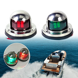 Wewoo Projecteur LED étanche 1 Paire de feux navigation à en acier inoxydable rouge-vert pour signalisation bateaux à voile marins, DC 12V