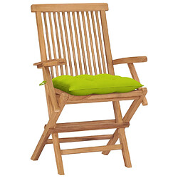 Maison Chic Lot de 4 Chaises de jardin avec coussins | chaises Relax d'extérieur vert vif Bois de teck -GKD36341