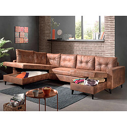 Avis Bestmobilier NORDIC - Canapé panoramique en U - 7 places - Convertible - Industriel vintage - Angle Gauche