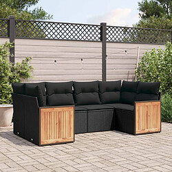 Maison Chic Salon de jardin 6 pcs avec coussins | Ensemble de Table et chaises | Mobilier d'Extérieur noir résine tressée -GKD25734