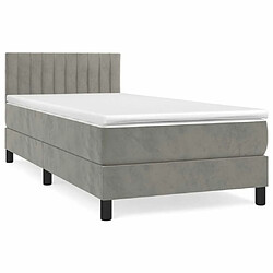 Maison Chic Structures de lit + matelas,Lit à sommier tapissier et matelas pour Chambre Gris clair 80x200 cm Velours -MN10652