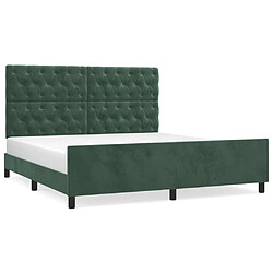 Maison Chic Lit adulte - Cadre Structure de lit avec tête de lit Contemporain Vert foncé 160x200 cm Velours -MN99759