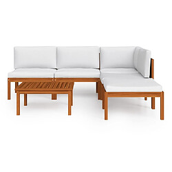 Avis Maison Chic Salon de jardin 6 pcs + coussins - Mobilier/Meubles de jardin - Table et chaises d'extérieur Crème Bois d'acacia solide -MN23446