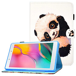 Etui en PU motif de lignes de piqûres avec support pour Samsung Galaxy Tab A 8.0 (2019) SM-T290 (Wi-Fi)/SM-T295 (LTE) - Panda agitant la main