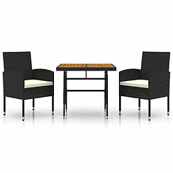 Maison Chic Mobilier à dîner 3 pcs de jardin - Ensemble table et chaises d'extérieur - Salon/Mobilier de jardin classique Résine tressée Noir -MN30631