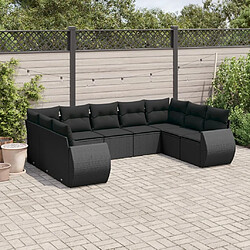 Maison Chic Salon de jardin 9 pcs avec coussins | Ensemble de Table et chaises | Mobilier d'Extérieur noir résine tressée -GKD21161